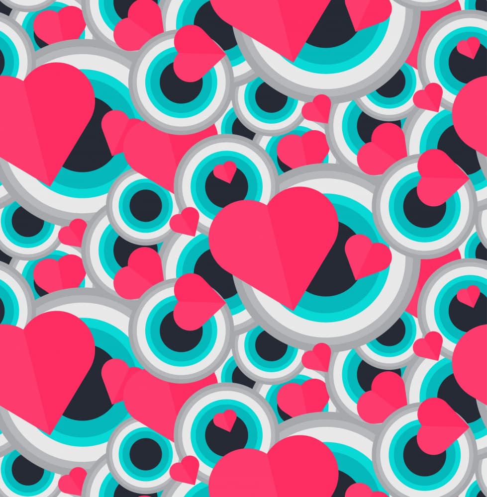 Vibrant Hearts Circles Pattern by Marika Barsrsind — canvas wall art