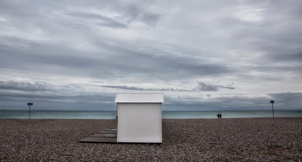 Solitary Beach Hut by Yvette Depaepe — canvas wall art