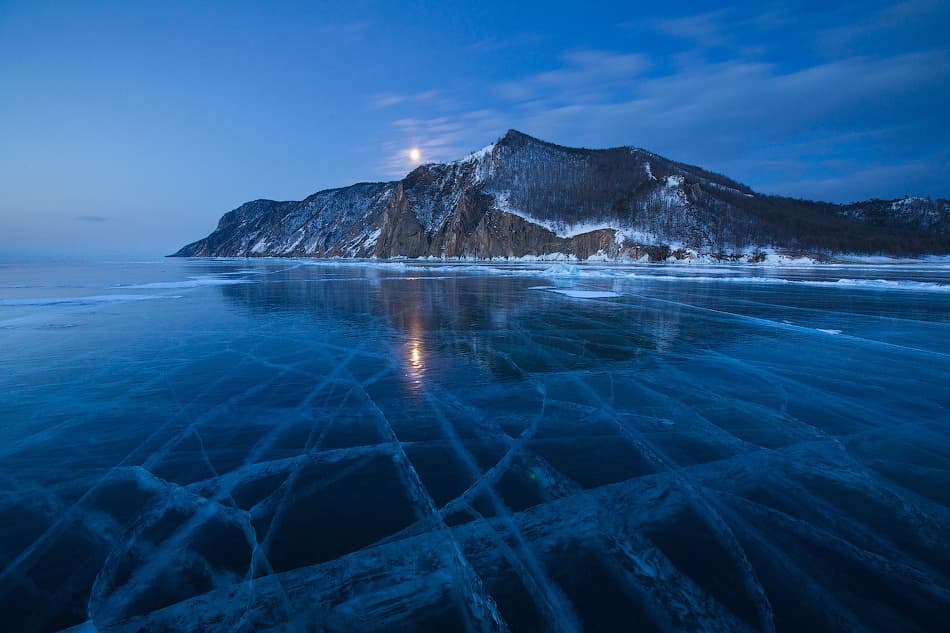 Moonlit Winter Lake by Alexey Kharitonov — canvas wall art