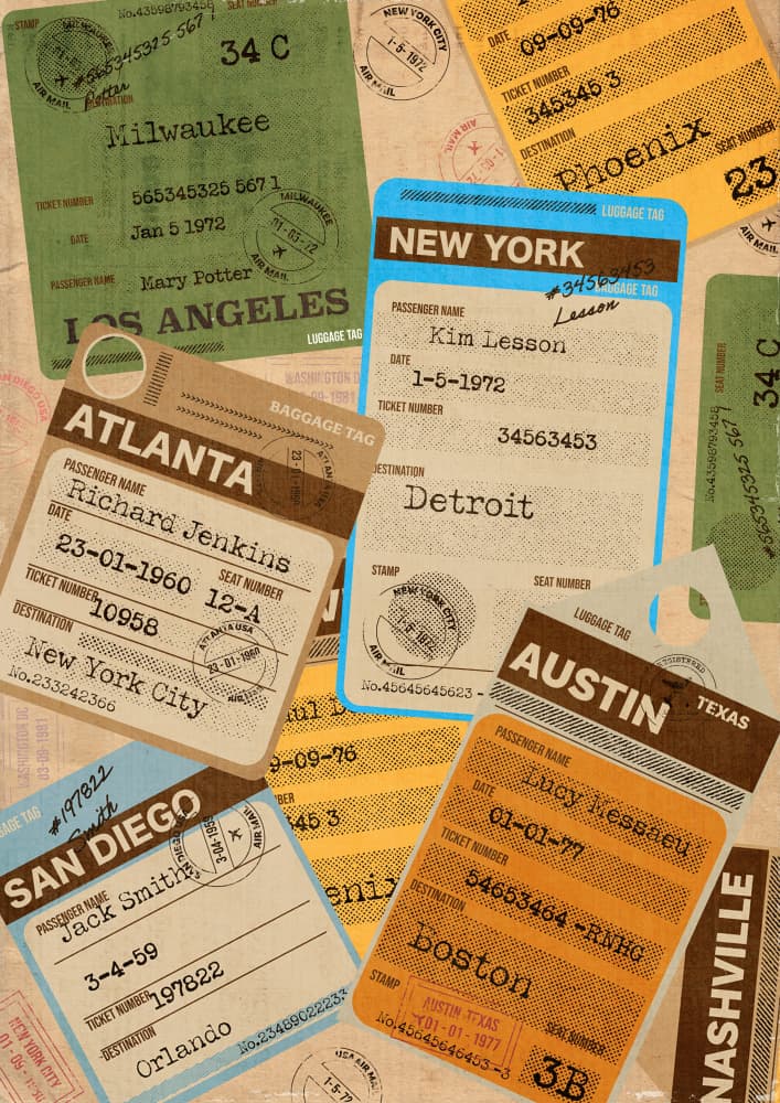 Vintage Travel Tags by Nicholas — canvas wall art