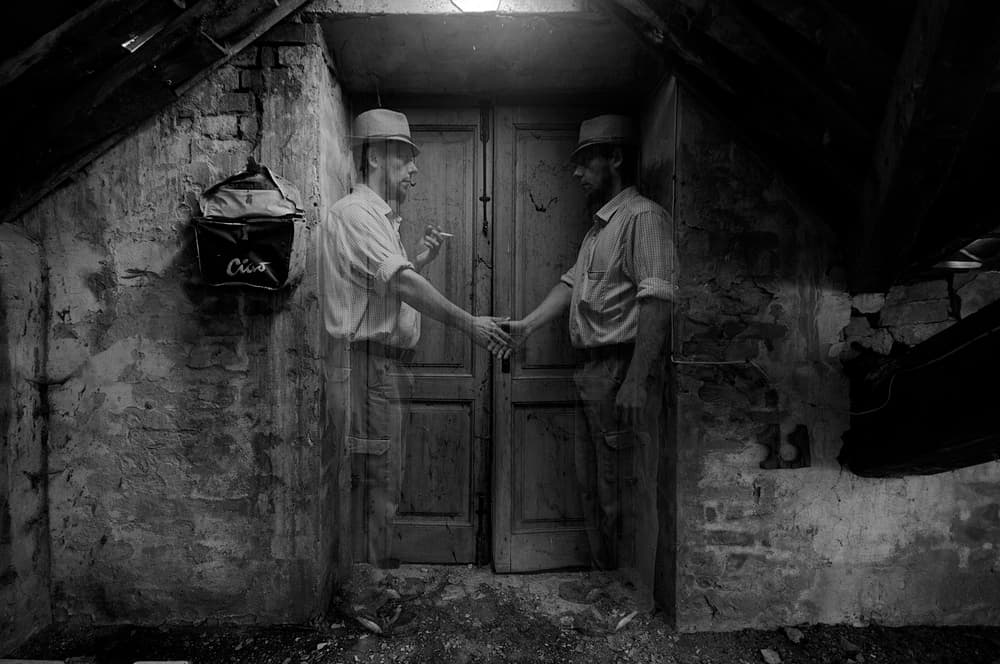 Ghostly Handshake by Carlo Ferrara — canvas wall art