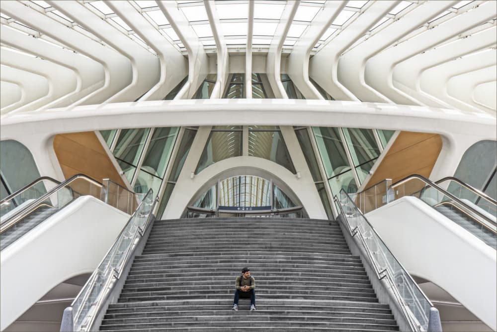 Man on Grand Station Steps by Gilbert Claes — canvas wall art