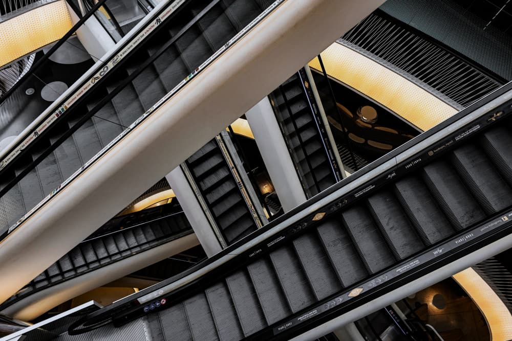 Dynamic Escalator Architecture by Linda Wride — canvas wall art