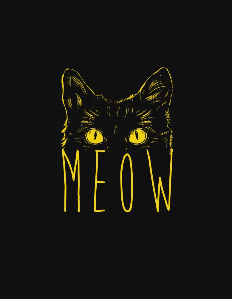 Yellow Eyed Black Cat Meow by Balazs Solti — canvas wall art