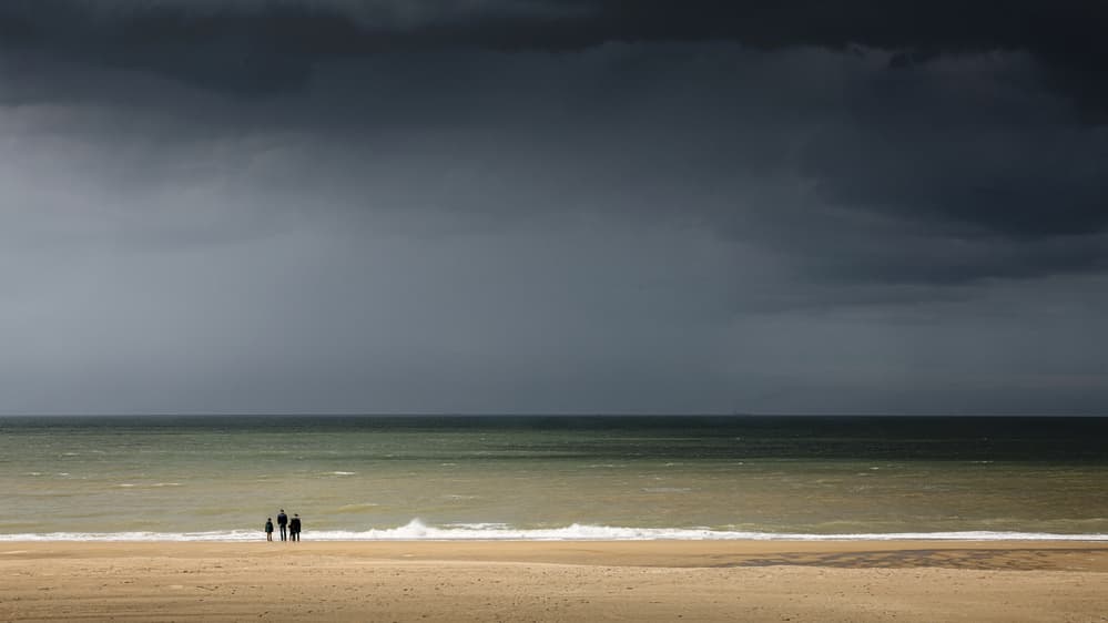 Figures on Stormy Beach by Bruno Flour — canvas wall art