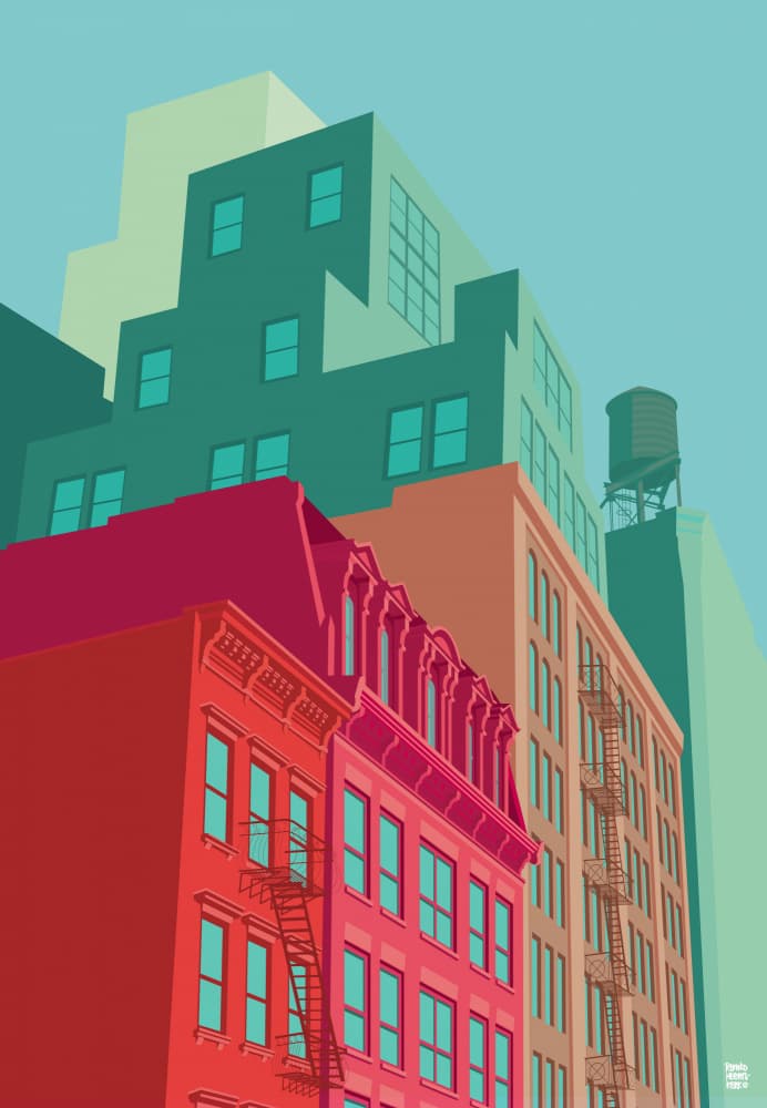 Vibrant City Architecture by Remko Heemskerk — canvas wall art