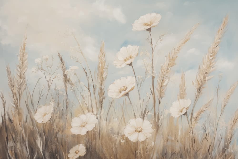 Serene Field Flowers by Melloi Art Prints — canvas wall art