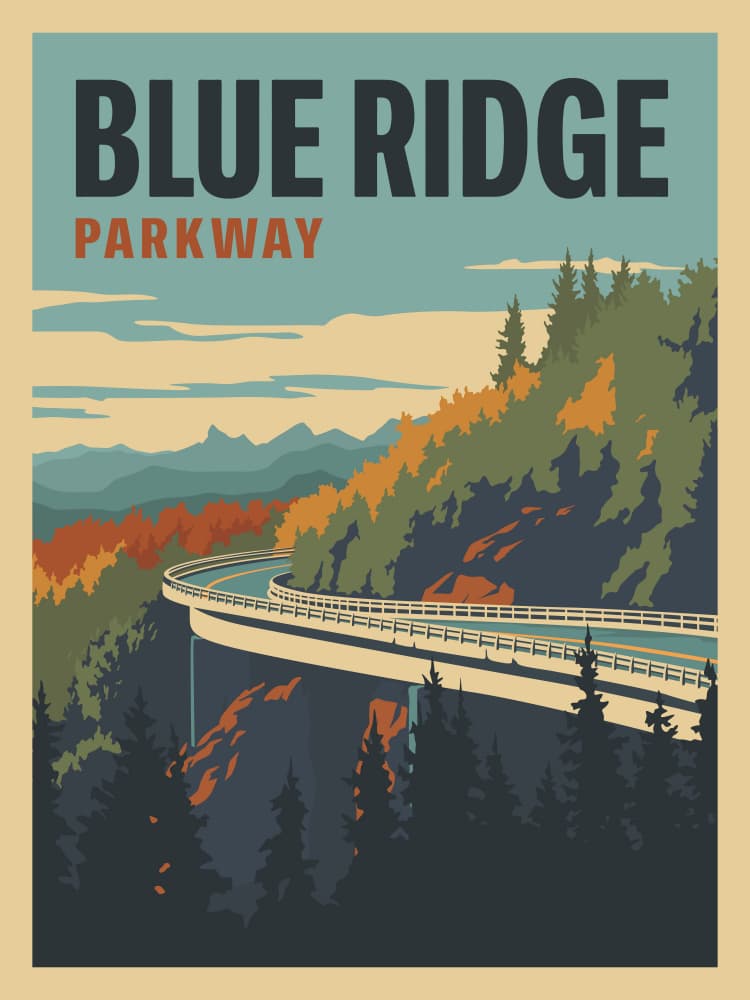 Blue Ridge Fall Drive by Retrodrome — canvas wall art