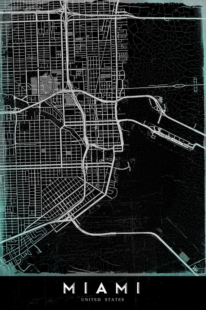 Miami City Outlines by StudioSix — canvas wall art