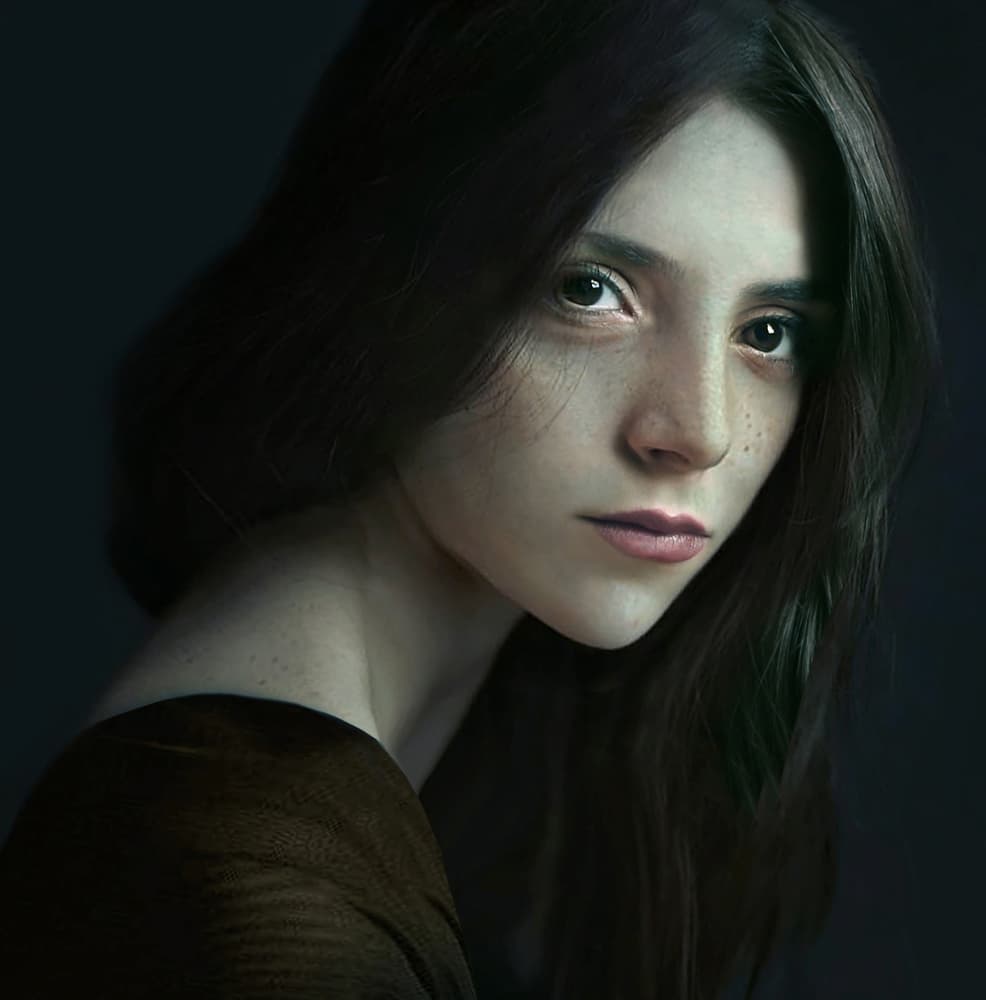 Introspective Young Woman by Moein Hasheminasab — canvas wall art