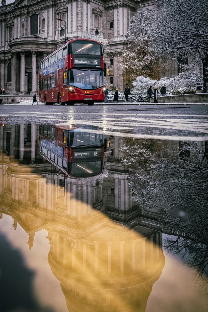 Iconic London Reflection by Marian V Munteanu — canvas wall art