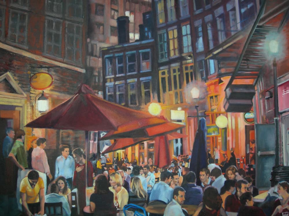 Lively City Night by Maxine Shore — canvas wall art