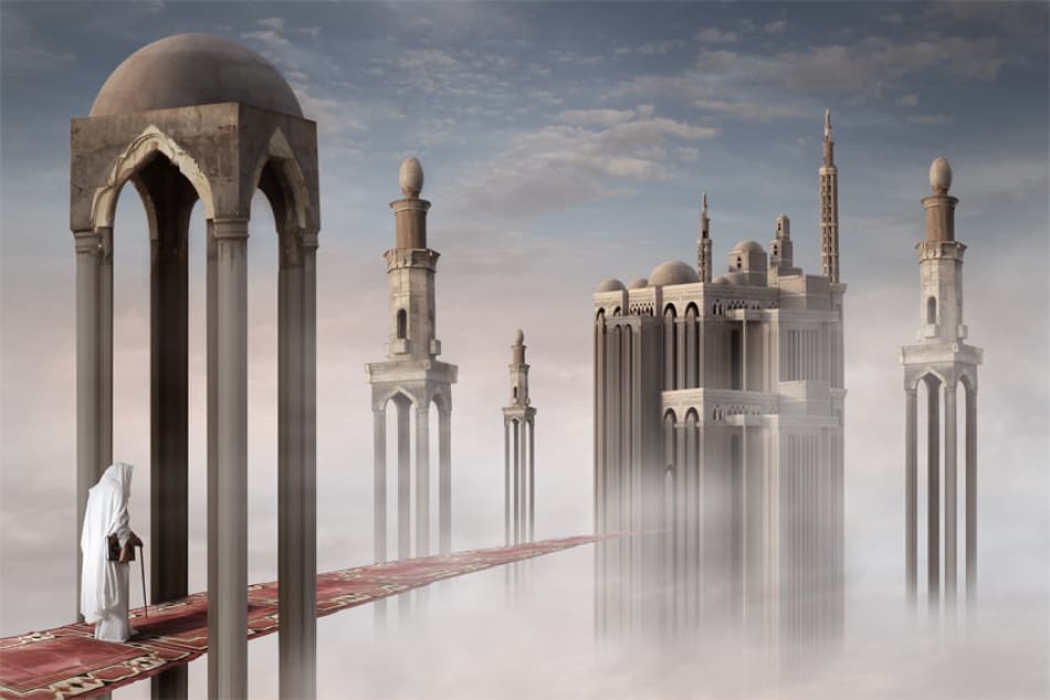 Spiritual Journey Above Clouds by Hussain Buhligaha — canvas wall art