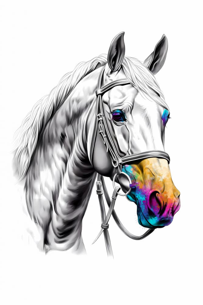 Vibrant White Horse by Rafal Kulik — canvas wall art