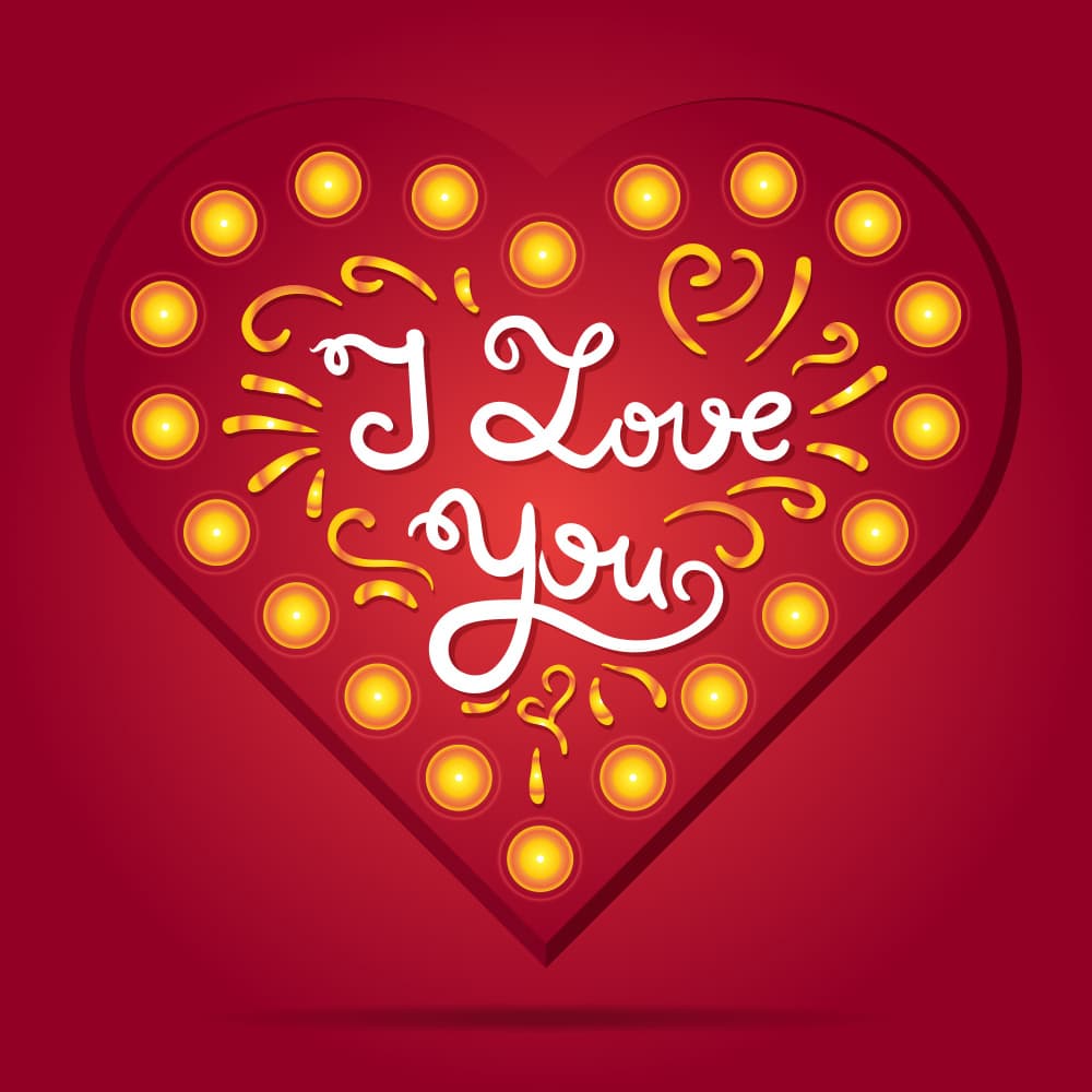 I Love You Heart Lights by Marika Barsrsind — canvas wall art