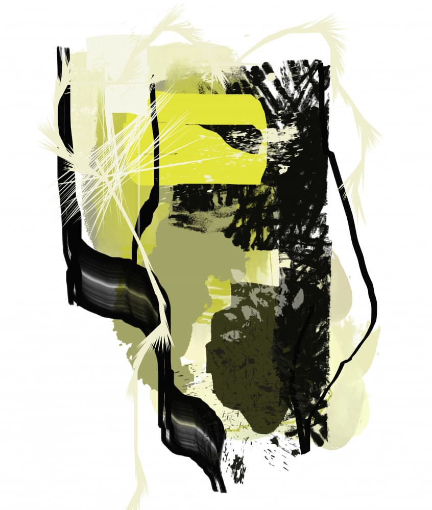 Dynamic Chartreuse Shapes by Pelin Atilla — canvas wall art