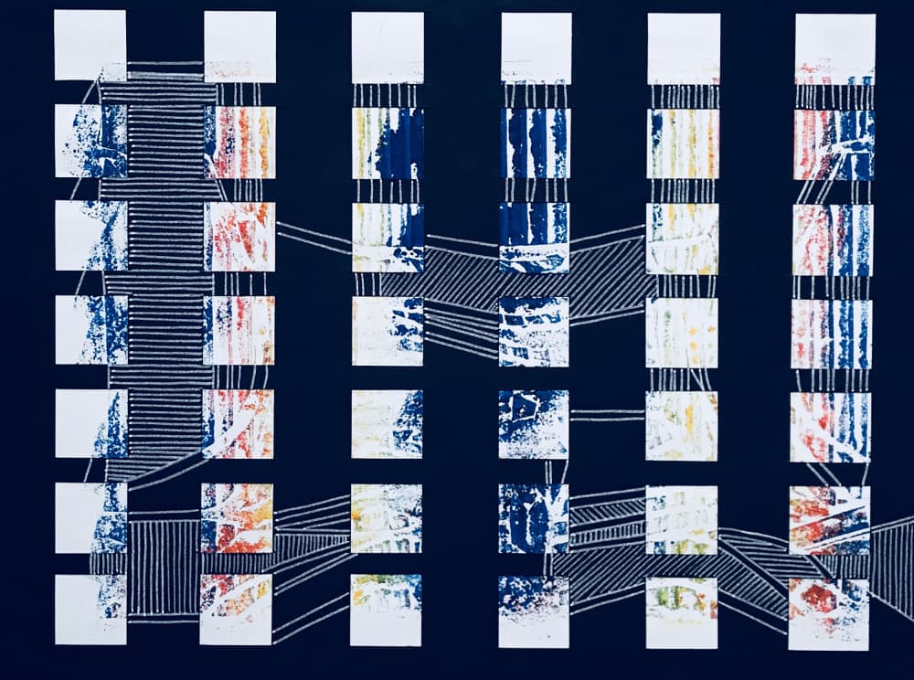Modern Grid Connections by kellymariesmith — canvas wall art