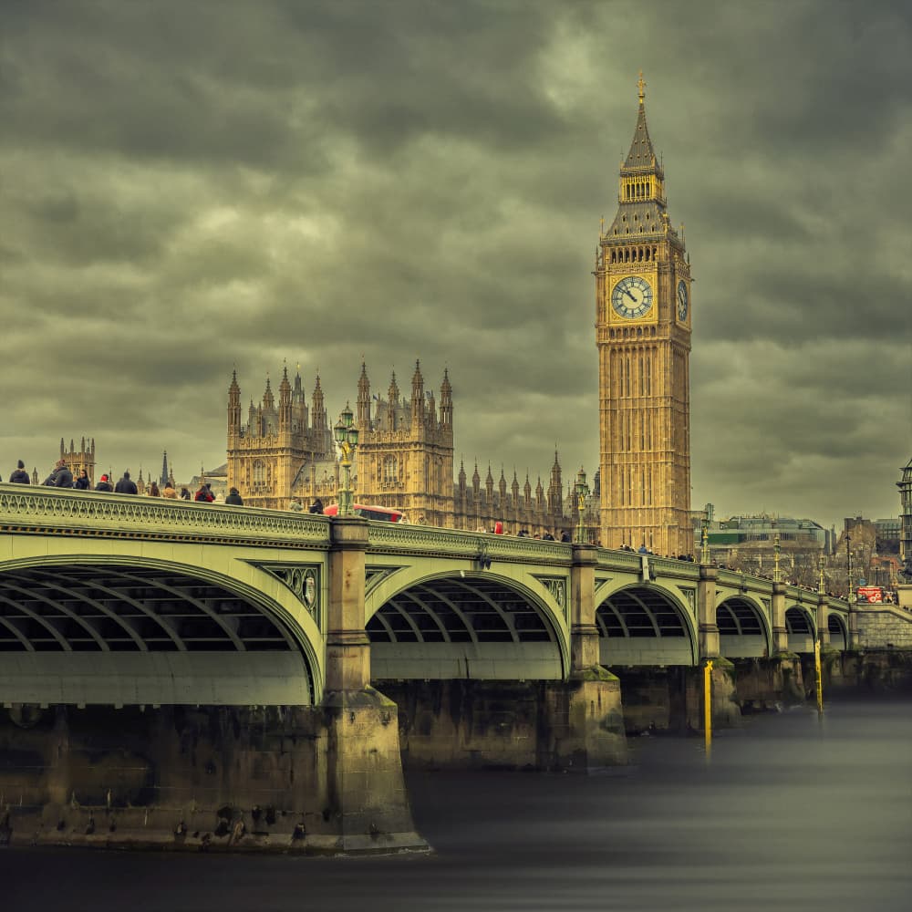 Moody Big Ben London by Hardik Pandya — canvas wall art