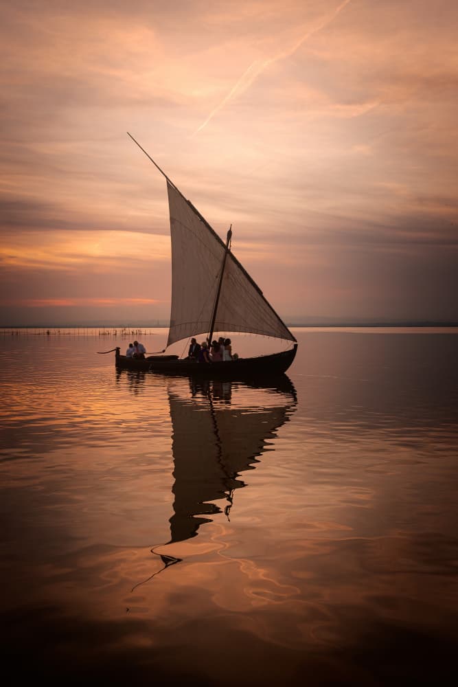 Peaceful Sunset Sailing by Gustavo Ribes — canvas wall art