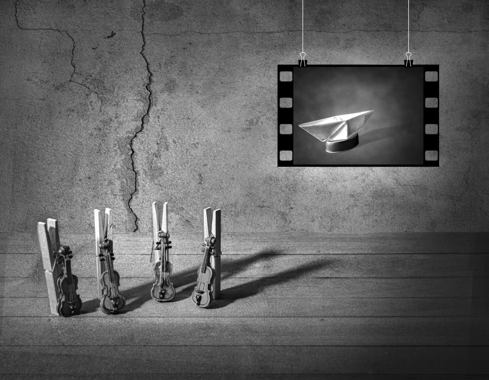 Vintage Music Film Still by Montserrat Alviani — canvas wall art