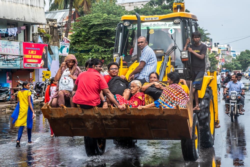 Monsoon Flood Tractor Ride by BALASUBRAMANIAN GV — canvas wall art