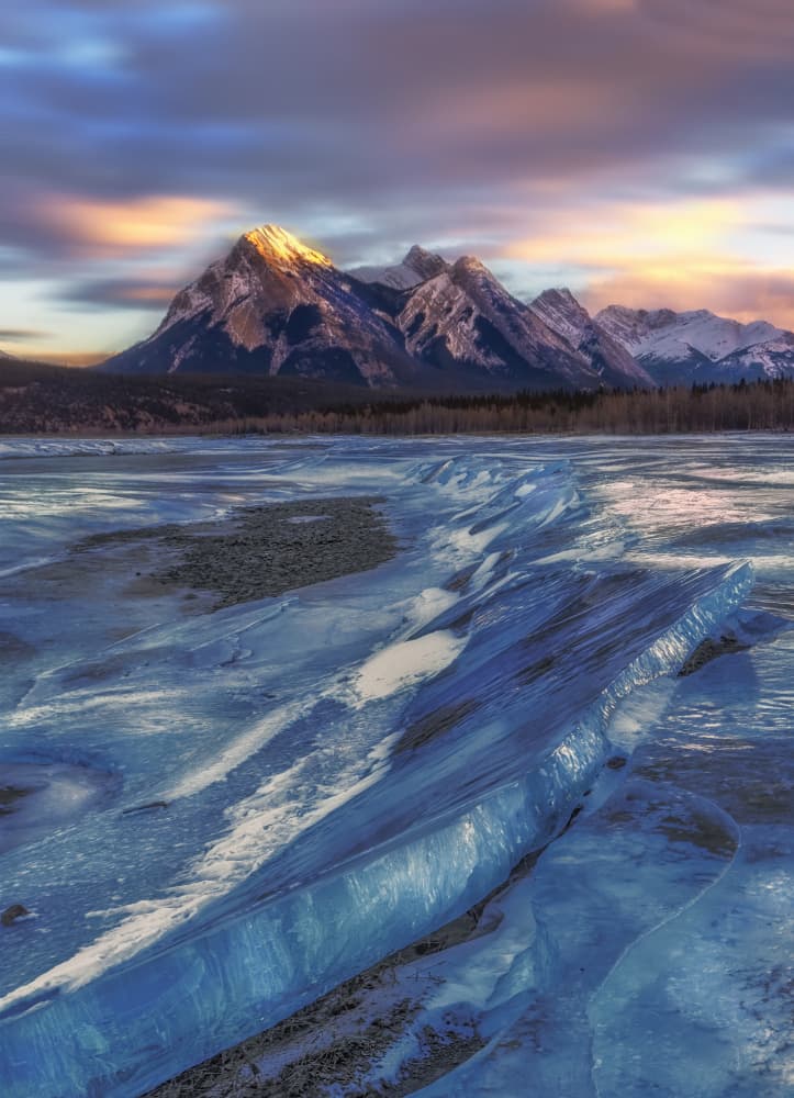 Winter Mountain Glow by Jenny Qiu — canvas wall art