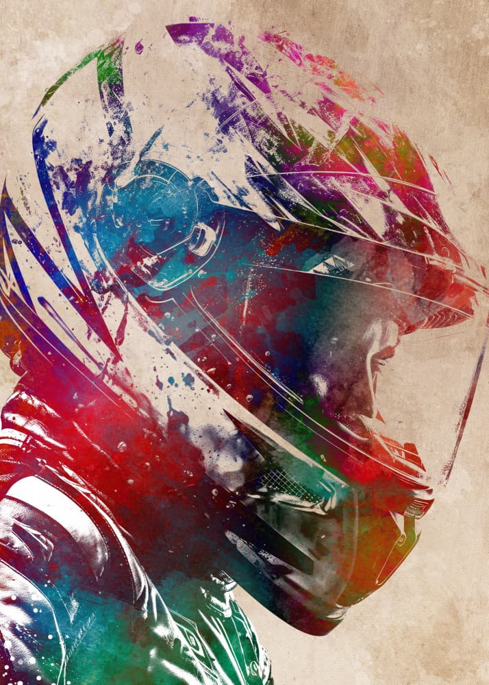 Colorful Motorcycle Rider by Justyna Jaszke — canvas wall art