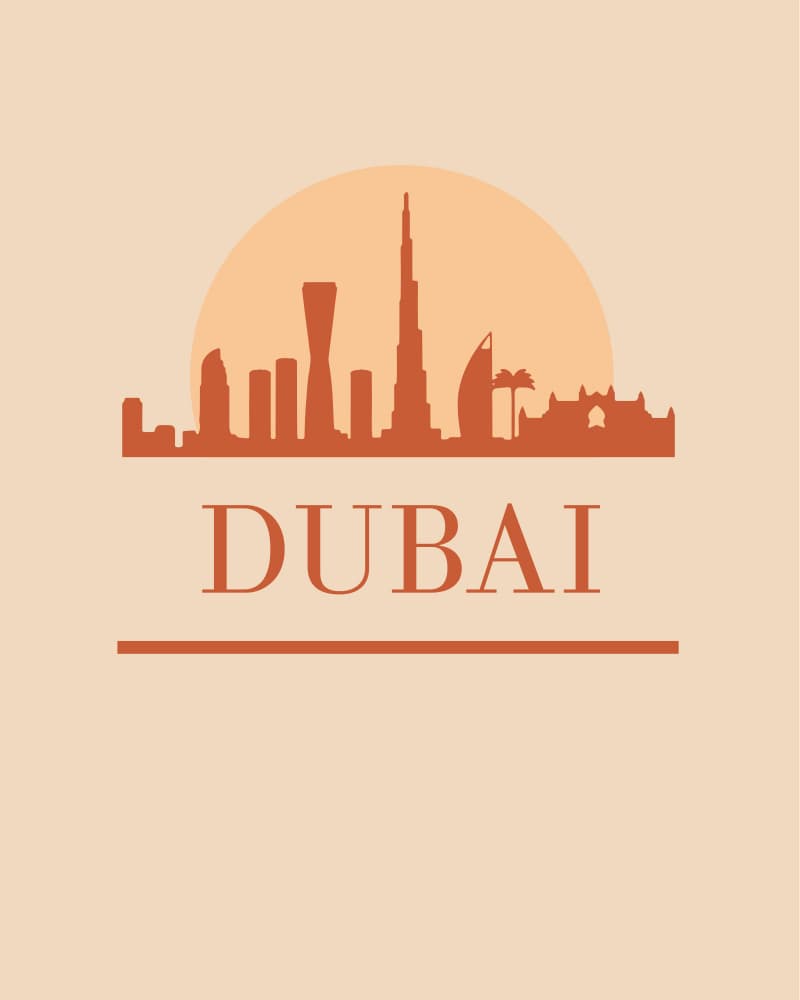Dubai Sunset Skyline by Emiliano Deificus — canvas wall art