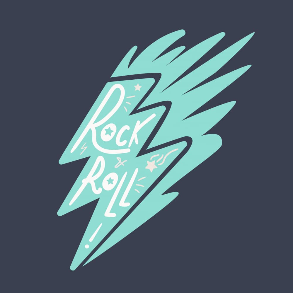 Rock Roll Lightning Bolt by Marika Barsrsind — canvas wall art