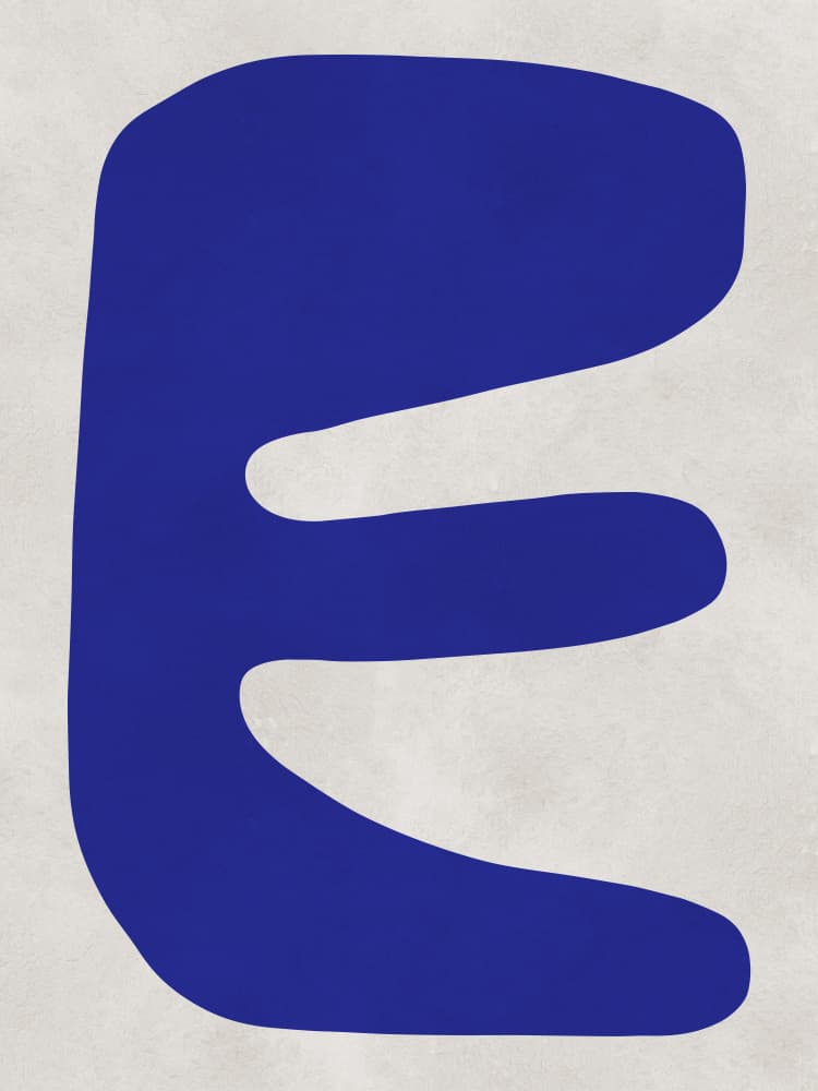 Minimalist Blue E by Vitor Costa — canvas wall art