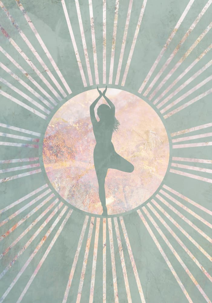Meditative Sunburst Yoga by Sarah Manovski — canvas wall art