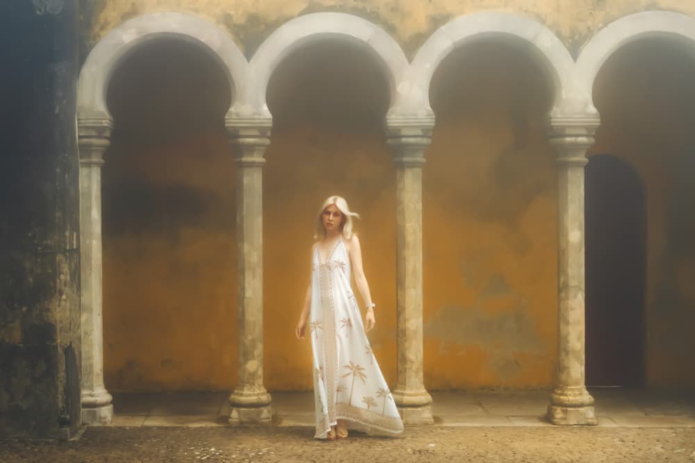 Elegant Woman Historic Arches by Ruslan Bolgov — canvas wall art