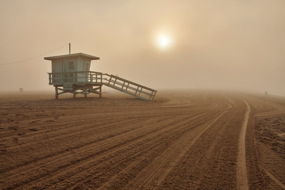Misty Morning Lifeguard Tower by Martin Froyda — canvas wall art