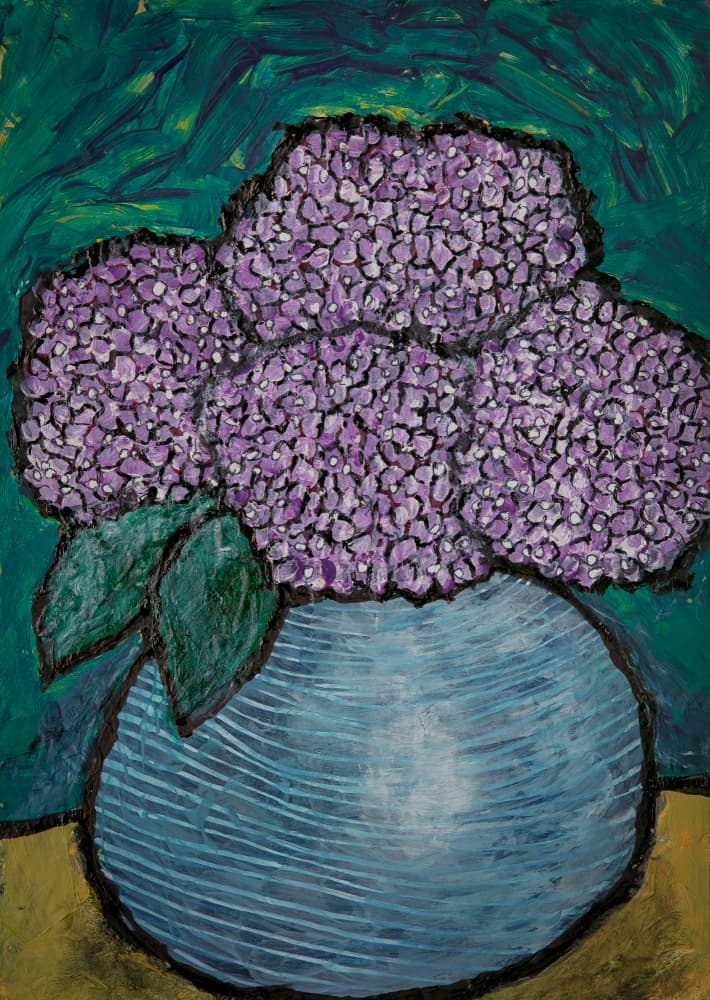 Vibrant Purple Hydrangeas by Dale Hefer — canvas wall art