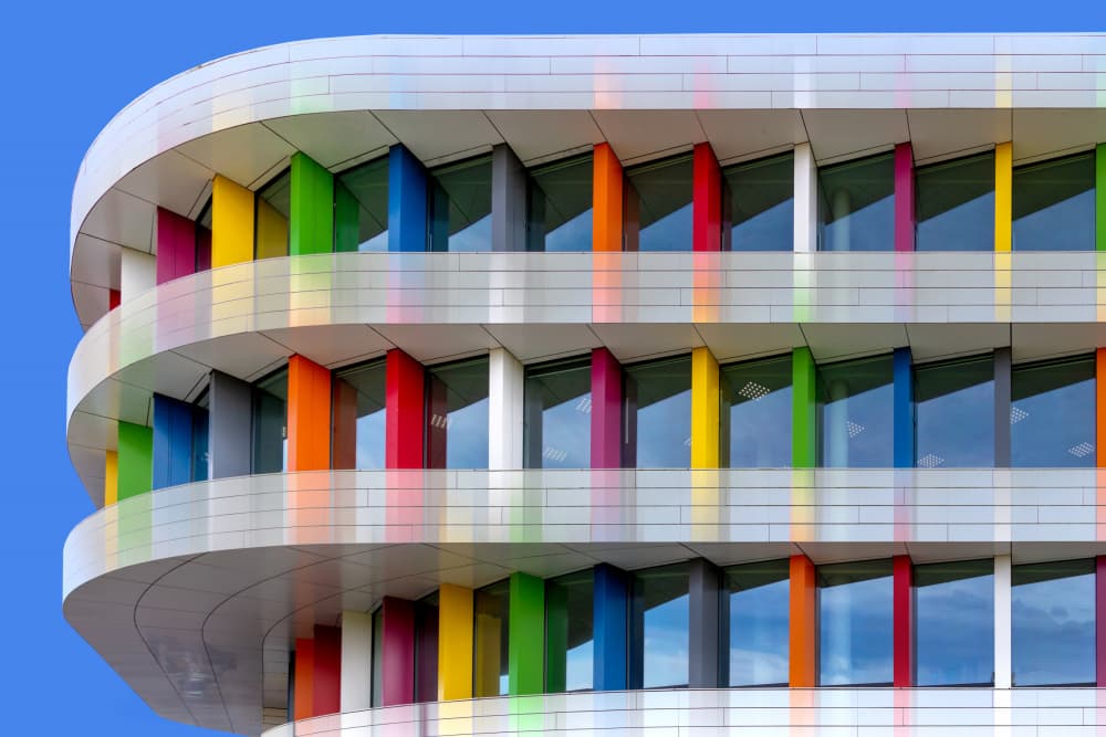 Colorful Modern Architecture by Theo Luycx — canvas wall art
