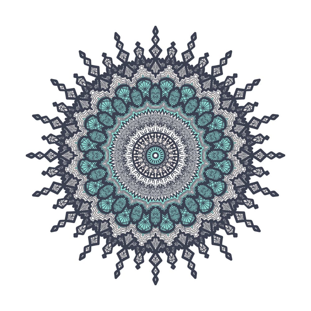 Teal Mandala Sunburst by Marika Barsrsind — canvas wall art