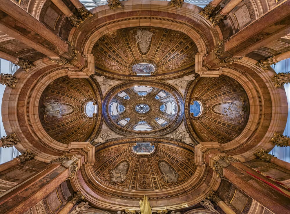Ornate Baroque Church Ceiling by Antoni Figueras — canvas wall art