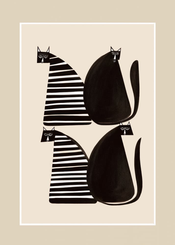 Four Whimsical Cats by City Art — canvas wall art