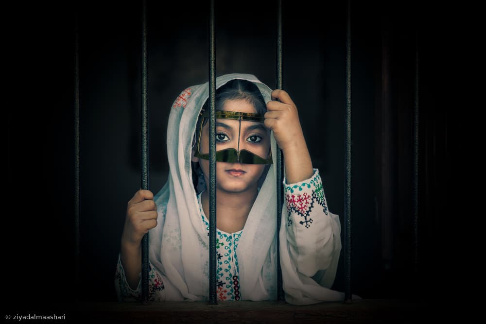 Girl Behind Bars by Ziyad AL Maashari — canvas wall art