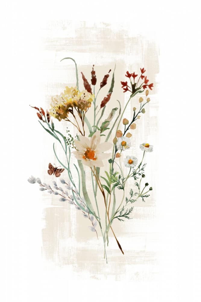 Rustic Wildflower Bouquet by Sally Ann Moss — canvas wall art