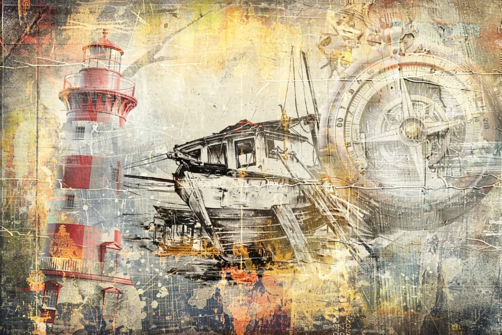Vintage Lighthouse Compass by Rafal Kulik — canvas wall art