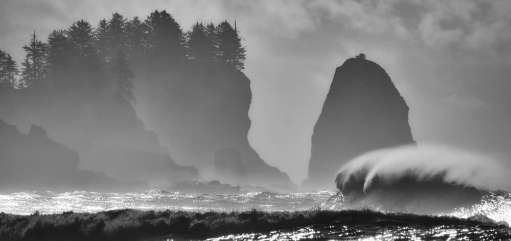 Misty Sea Stacks Ocean by Alain Turgeon — canvas wall art
