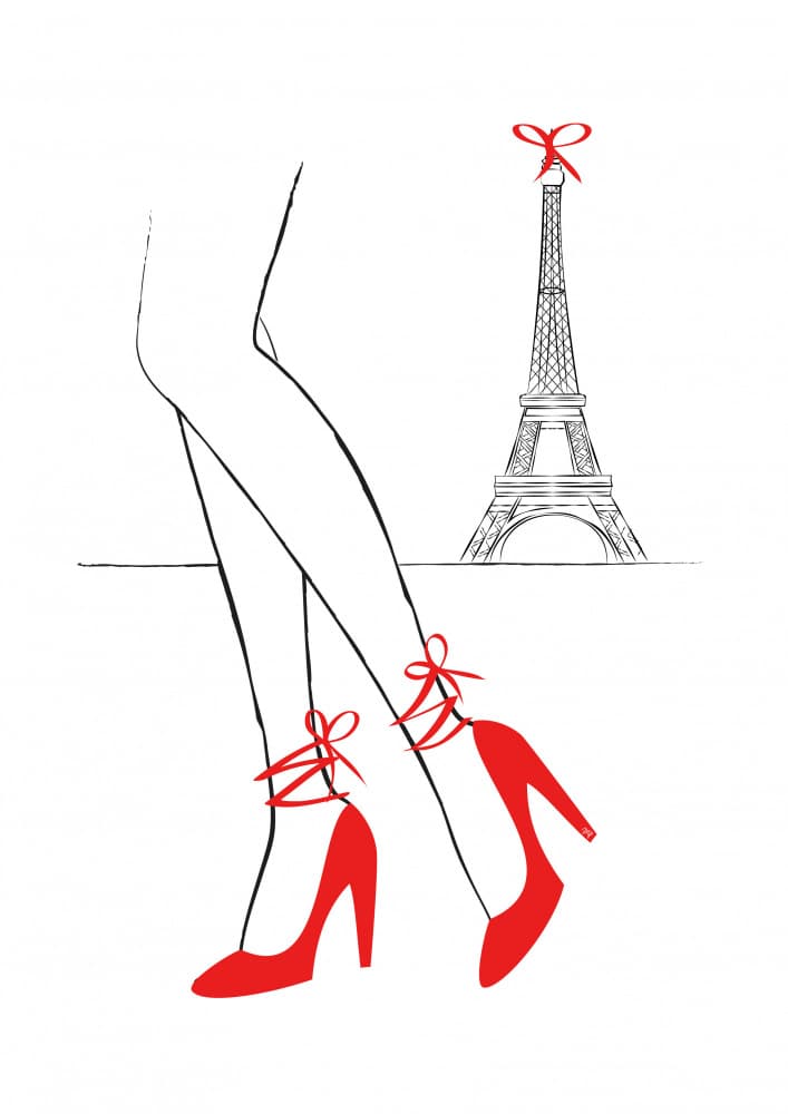 Eiffel Tower Red Heels by Martina — canvas wall art