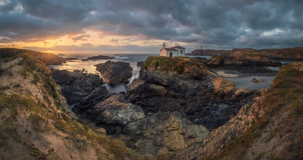 Coastal Chapel Sunset by Juan Romero Salamanca — canvas wall art