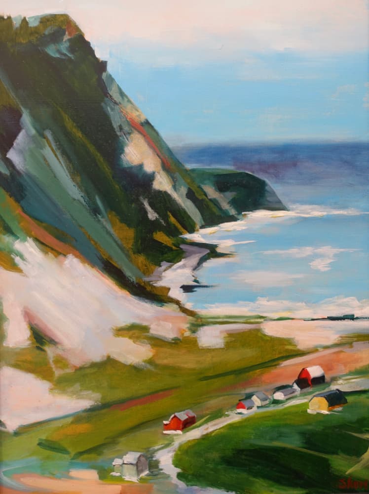 Vibrant Coastal Village by Maxine Shore — canvas wall art