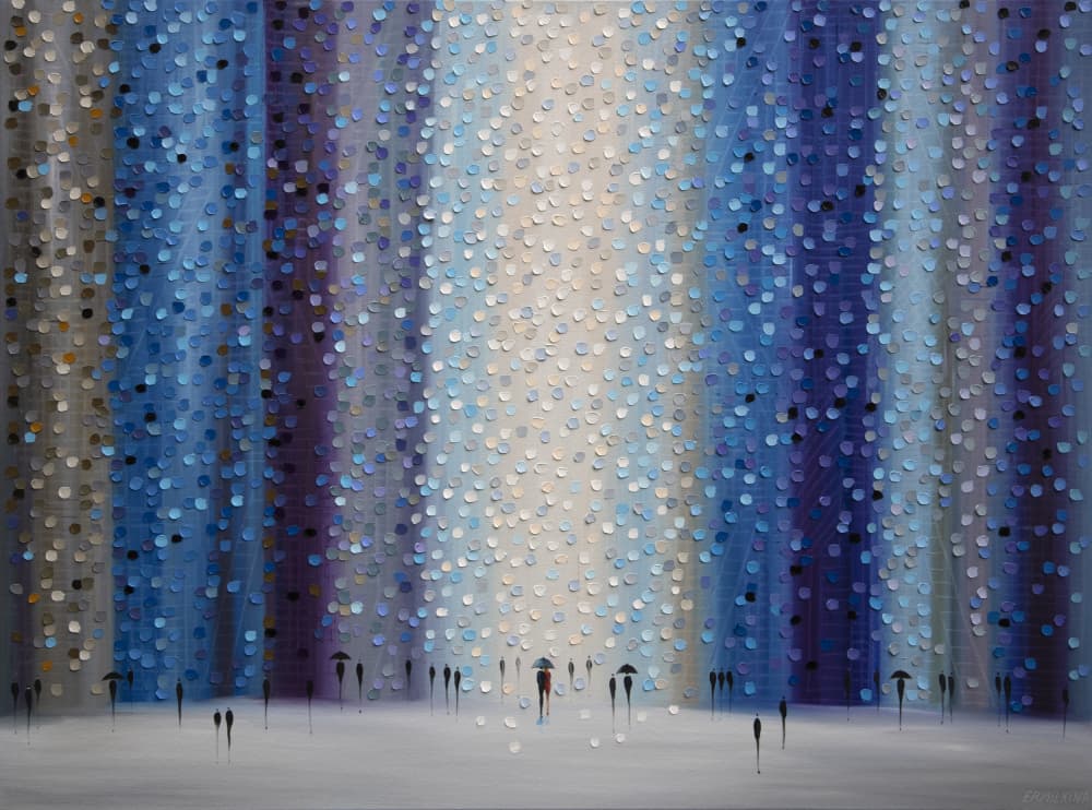 Walking Through Blue Rain by Ekaterina Ermilkina — canvas wall art