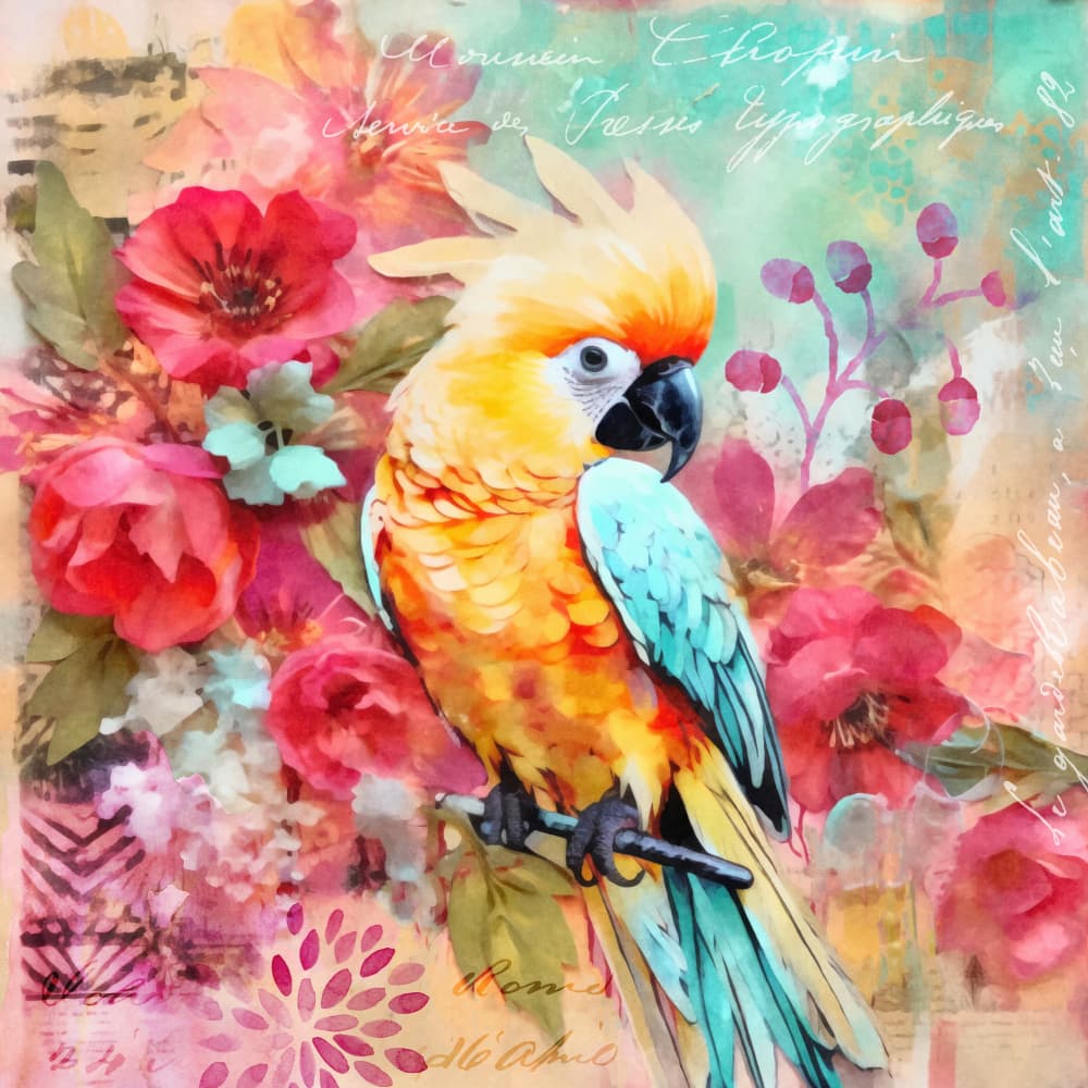 Vibrant Tropical Parrot by Andrea Haase — canvas wall art