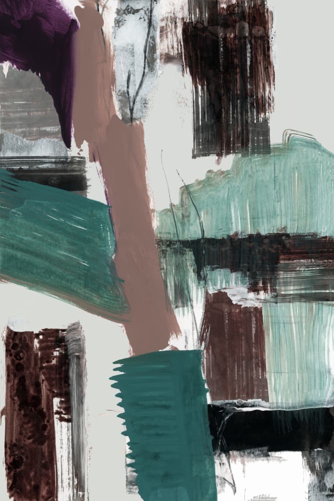 Abstract Teal Brushstrokes by cartissi — canvas wall art