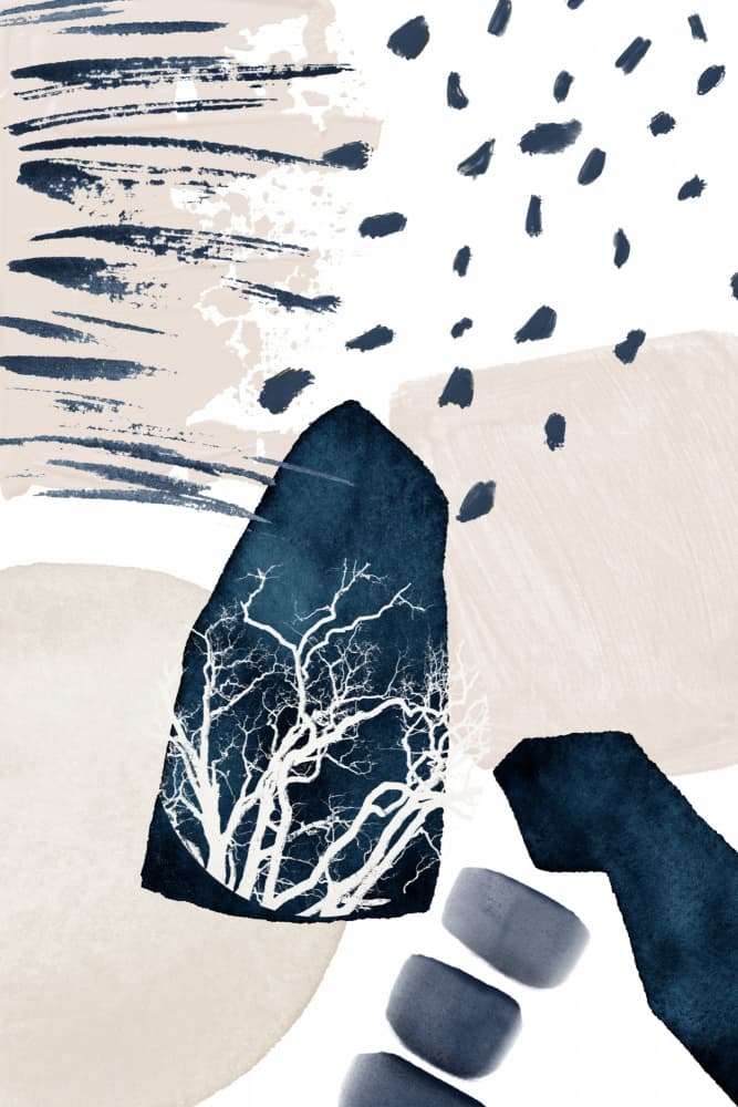 Abstract Blue Bare Branches by Sally Ann Moss — canvas wall art