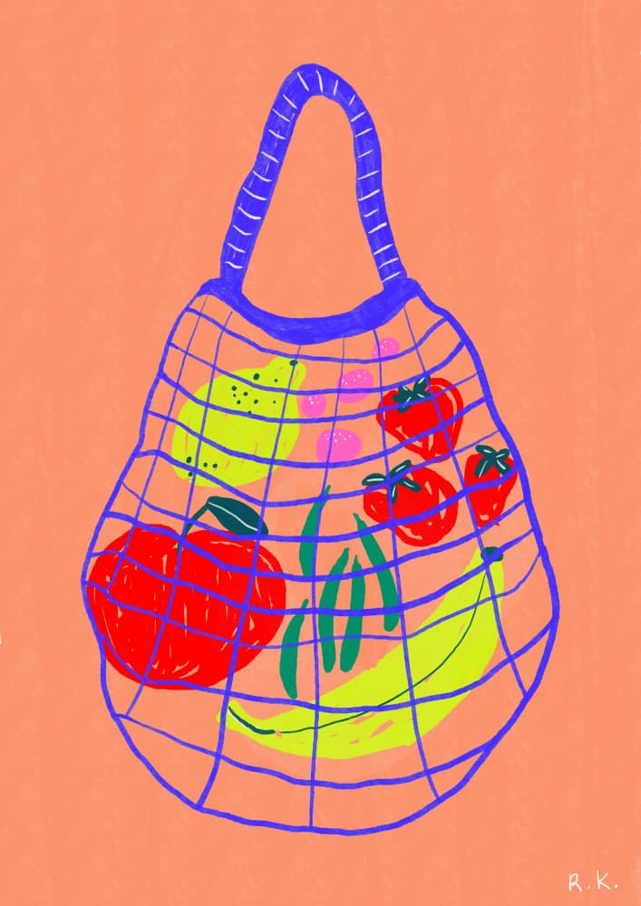 Vibrant Produce Bag by Rozalie Kolkova — canvas wall art
